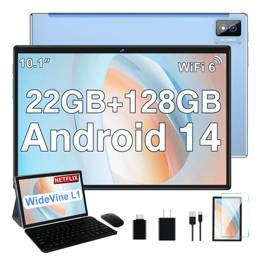 Android 14 Tablet 10.1 22+128gb 5g 8000mah Con Teclado Ratón