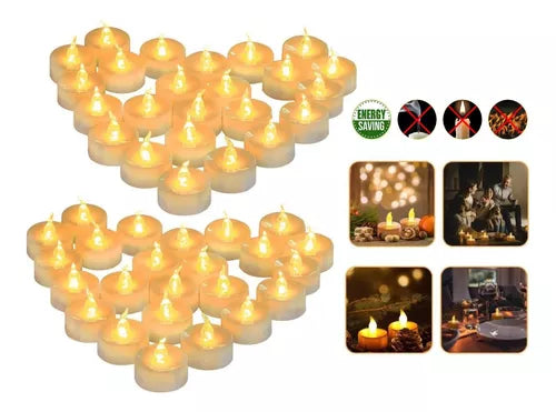 50 Velas De Té De Luz Led Electrónicas Realistas A Batería