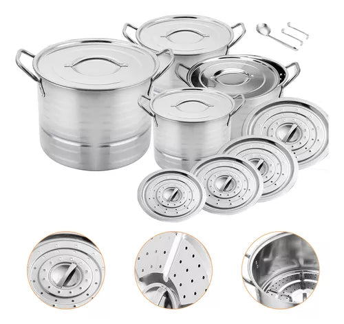 15pcs Olla De Acero Inoxidable Cocina Material Espesado