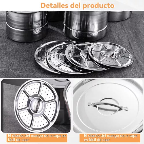 15pcs Olla De Acero Inoxidable Cocina Material Espesado